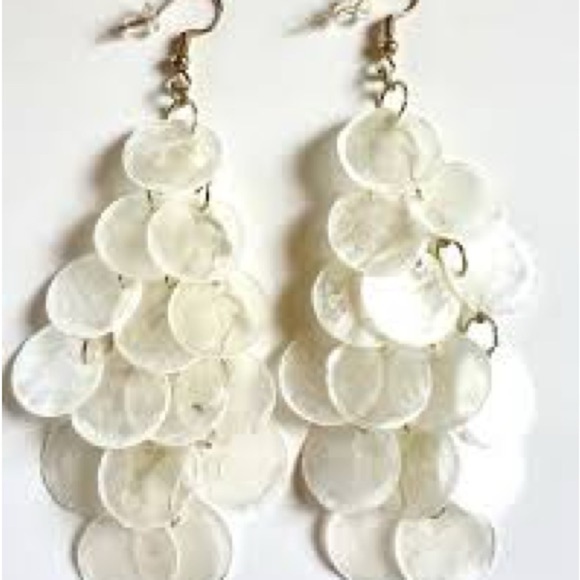 Handmade Elegant White Dangle Earrings - Picture 2 of 5